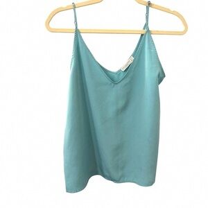 Silk-Look Teal V-Neck Cami with Adjustable Straps - Women